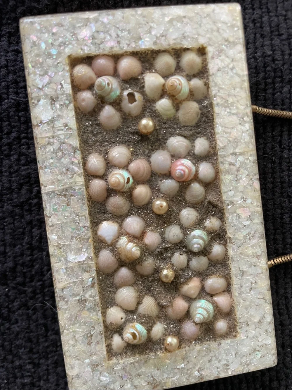 RARE vintage Wilardy Cream Beaded Shell antique mirrored handbag